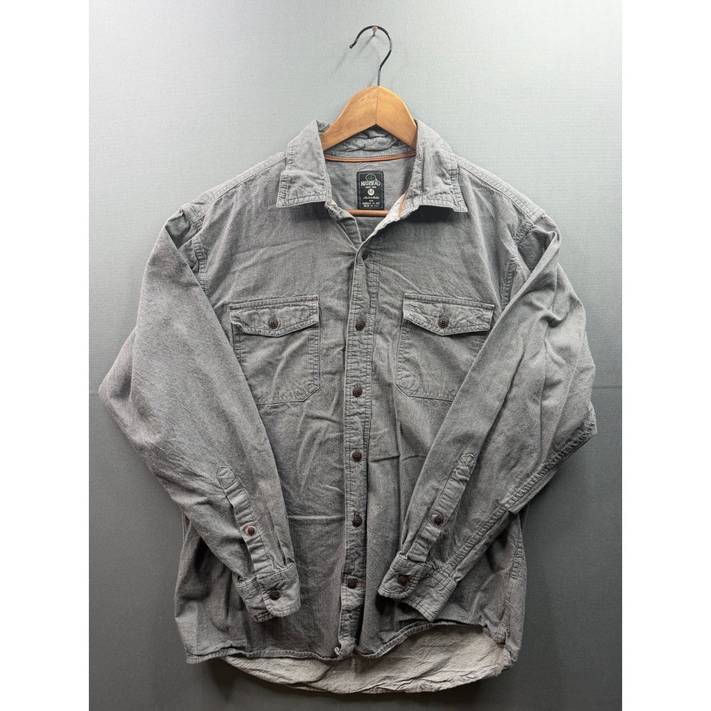 RedHead Button Down Shirt Mens Gray Micro Stripe Long Sleeve M